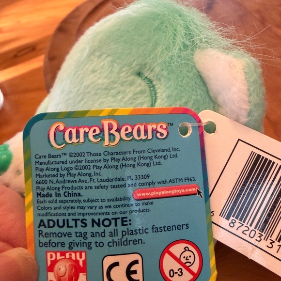 NWT Care Bears Plush Wish Bear 2002 Vintage Light Green Stuffed Animal 8 inch - Picture 5 of 5